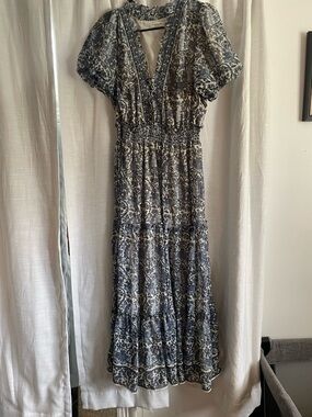 Max Studio Blue and White Floral Maxi Dress